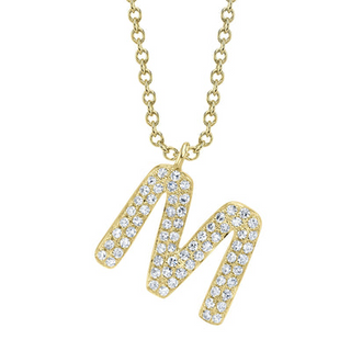 Diamond Initial "M" Pendant
