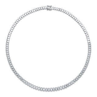 Baguette And Round Bezel Necklace