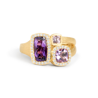 14KY GOLD 3-STONE 1.69CT AMETH