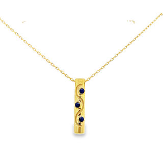 Sapphire "Riva Scroll" Bar Pendant