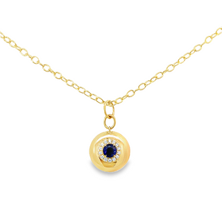 Sapphire And Diamond Button "Heirloomed" Pendant