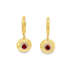 Ruby And Diamond Dangle "Heirloomed" Huggies