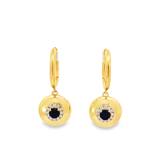 Sapphire And Diamond Dangle "Heirloomed" Huggies