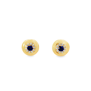 Sapphire And Diamond Button "Heirloomed" Studs