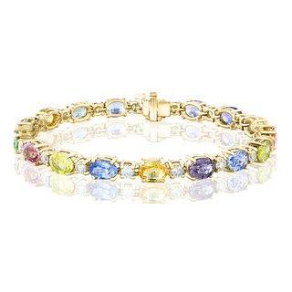 Multi Colored Sapphire and diamond bracelet