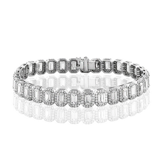 Emerald Cut Diamond Halo Bracelet