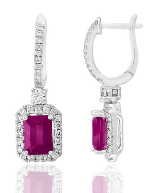 Ruby and Diamond Dangle Earrings