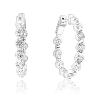 Shared Prong Diamond Hoops