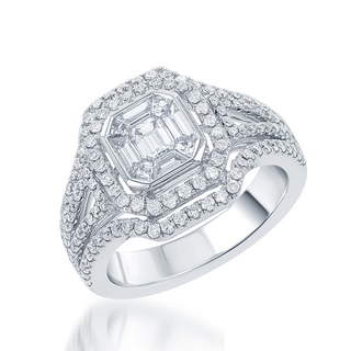 Emerald Cut And Round Brilliant Fancy Ring