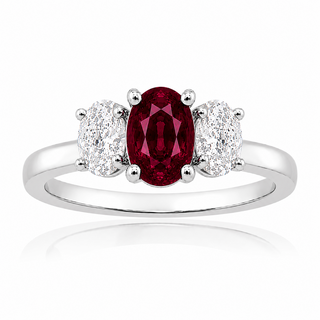 Burma Ruby Three stone Ring
