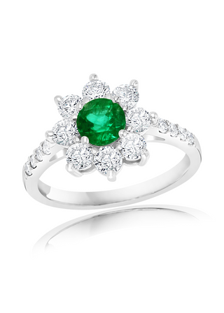 Emerald Halo Ring