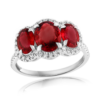 Three Ruby and Diamond Ring