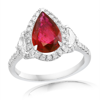 PLATINUM 1.92CT PEAR RUBY AND