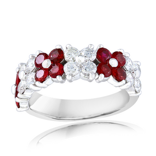 Ruby and Diamond Flower Band