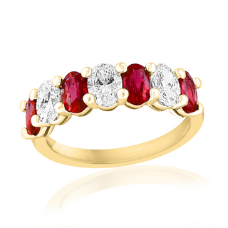 Alternating Ruby and Diamond Ring