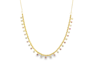 Pink Sapphire and Diamond Necklace