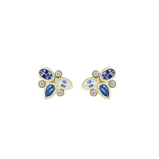 18KY GOLD 14X12MM CLUSTER STUD