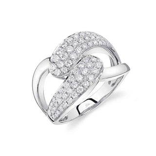 Pave double loop ring