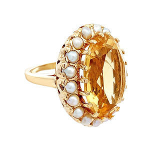 LARGE VINTAGE LIGHT CITRINE RING