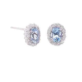 Aqua halo stud earrings