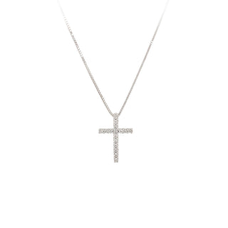 14KW SMALL 1/10CT DIAMOND CROSS