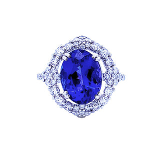 Tanzanite fancy halo ring