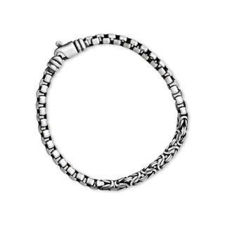 GENTS SILVER MIXED LINK BRACELET