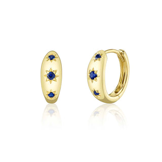 14KY STAR-SET SAPPHIRE HOOPS