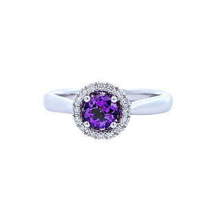 Amethyst halo ring