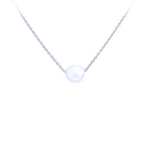 14KW SOLITAIRE PEARL NECKLACE