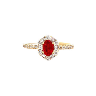 Ruby hexagon ring