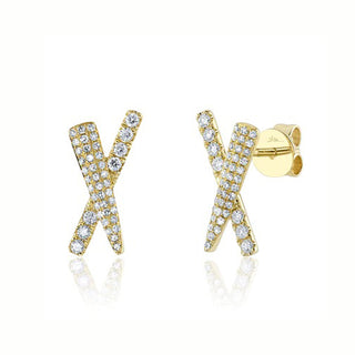 14KY 1/3CT "X" STUD EARRINGS