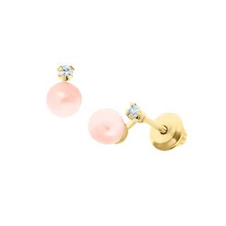 Child's pink pearl studs