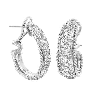 18KW LARGE VINTAGE PAVE J-HOOPS