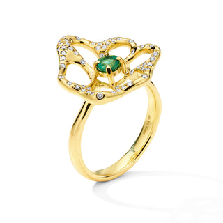 18KY IPPOLITA EMERALD FLOWER RING