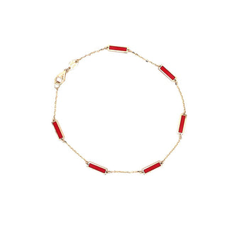 Red coral station bracelet