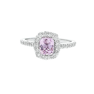 18KW PINK SAPPHIRE HALO RING