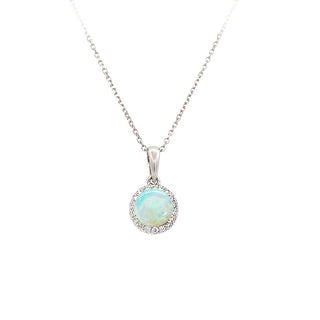 Round Opal halo pendant