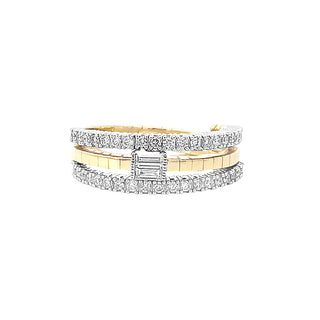 14KY 3-ROW BAGUETTE FLEX RING