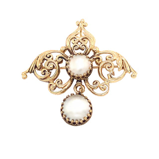 VINTAGE 2-PEARL SCROLLWORK PIN