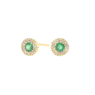 TINY EMERALD HALO STUDS