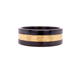 ZIRCONIUM & HAMMERED GOLD BAND