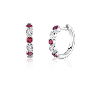 14KW RUBY HUGGIE HOOPS