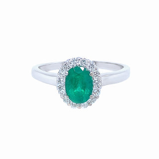 Oval emerald halo ring