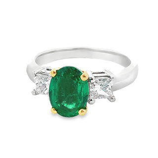 3-STONE EMERALD & DIAMOND RING