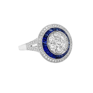 ROUND "DECO" STYLE SAPPHIRE RING