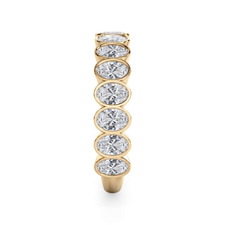 Oval Cut Bezel Set 3/4 Eternity Ring