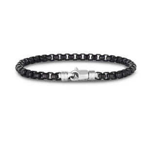 BLACK MENS BOX LINK BRACELET