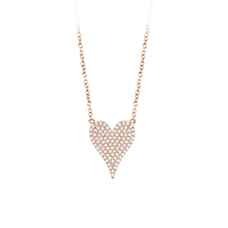 ROSE GOLD SMALL PAVE HEART NECKLACE