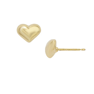 14KY SMALL PUFFED HEART STUDS